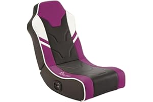 X-Rocker Shadow Gaming Chair for Kids and Juniors, 2.0 Audio Floor Rocker, Low Folding Rocking Seat with 2 Stereo Sound Speakers, Padded Foam Gaming Seat for Children for XBOX, PS4 PS5 Switch - PURPLE