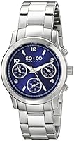 So & Co New York Madison Women's Quartz Watch with Blue Dial Analogue Display and Silver Stainless Steel Bracelet 5012.2
