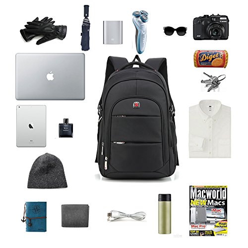Laptoprucksack, Cooleaf 17″ Notebookrucksack, Rucksack für Computer, Schulrucksack Schwarz - 5