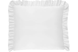 ‎BALBINA Balbina Kissenbezug 80 x 80 cm für Kinder & Babys, Kopfkissenbezug Baumwolle, für Kinderzimmer, Kinderwagen oder Kinderbett, Baumwoll-Kopfkissenbezug mit Rüsche & Reißverschluss, Weiß