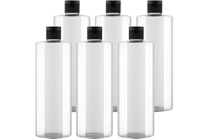 BPZXL 6 Pezzi 500 ml Trasparente plastica vuota ricaricabili da viaggio bottiglie vuote con Tappo Flip Top Nero per shampoo, creme lozioni, balsamo