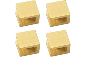 Pack of 4 LukLoy Glass Clamp, No-Drill-on-Glass Glass Holder Shelf Bracket Clip Support (for 8mm-10mm Glass, Gold)