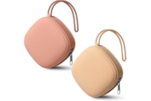 Aolso Silikon Baby Schnullerbox, Quadrat Aufbewahrung Schnullerhalter Case, Tragbare Schnulleraufbewahrung Box, BPA-Frei Schnullertasche, Wasserdicht Schnullerbox (Aprikosen - BohnenPaste)