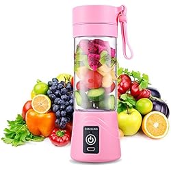 Mini Blender des Smoothies,Presse-agrumes électriques,Mini Mixeur des Fruits Portable Blender à Smoothie,350ml pour Sport et Voyage pour DIY Milk-Shakes,jus de fruits et des Mélangeur(Rose)