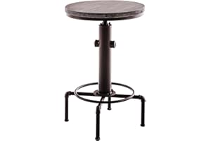 CLP Mesa Lumos Industrial Look I Mesa Redonda De Madera I Mesa De Centro Con Base De Metal I Mesa De Café Regulable En Altura I Color:, Color:bronce