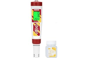 GIDIGI Testeur de salinité pour piscine - Appareil de mesure numérique du pH ORP - Pour hydroponique - 6 en 1 - pH/TDS/EC/ORP - Teneur en sel/thermomètre - Appareil de mesure du pH avec solution