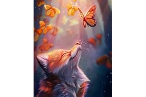 Yusinjoy 5D Diamond Painting erwachsene Diamant Painting Bilder mit 2 Stifte für 2 Personen, DIY Diamond Painting fantasy Malerei für Kinder, Geschenk, Dekoration, Diamontpating 30x40 cm - Fuchs