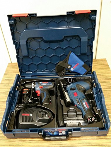 BOSCH-Set: Akku-Bohrschrauber GSR 10,8-2-Li/12V Prof. + Akku-Stichsäge GST 10,8V/12V-Li Prof. inkl. 3x Akku 2,0 Ah und Ladegerät in L-Boxx - 2