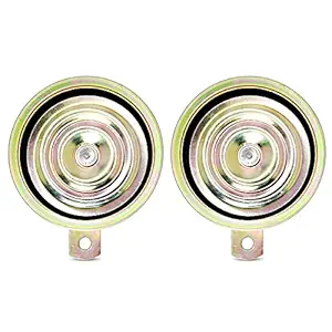 GoMechanic Supersonic Automotive Disc Horn 95mm Dia 12V High Tone & Low Tone (HT/LT) With Copper Coil for Passenger Cars & Motorcycles, Set of 2