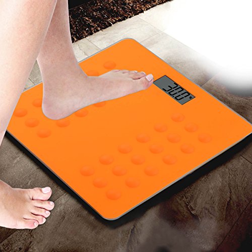 Silikon Anti Rutsch Design Digitale Personenwaage Kinderwaage in Orange Deallink Sicherheits Glas LED Badwaage Fußwaage bis 150 KG / 330 LB - 2