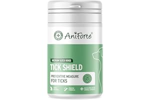 AniForte Garrapata Shield para Perros (10-35kg) 60 cápsulas. Producto 100% Natural. Complejo de Vitamina B Que Actúa como Escudo Anti-Garrapatas y Parásitos