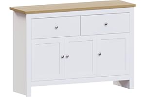 Vida Designs Arlington Sideboard, Buffet Table, Cupboard Cabinet (White & Oak, 2 Drawer 3 Door)
