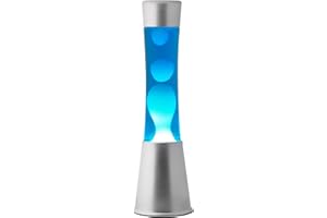 I-TOTAL ITotal Lampe à Lave 40 cm avec Base Argentée, Liquide Bleu et Cire Blanche