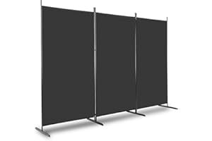 GALER 3 Panel Room Divider, 6FT Room Dividers Free Standing, Portable Folding Privacy Screen Wall Room Partition Separator for Living Room, Bedroom, Dining Room, Office, Restaurant, Hospital (Black)