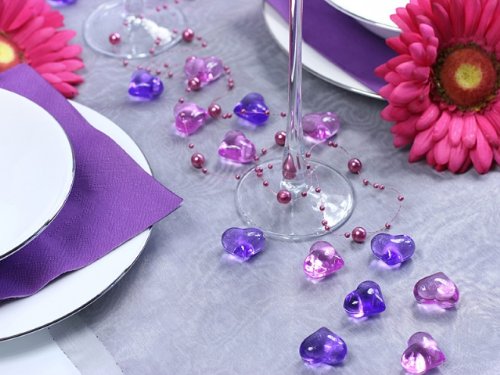 SiDeSo® Dekosteine Herzen lila 30 Stück Acryl Tischdeko Streudeko Hochzeit - 3