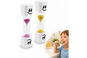 2 stycken rosa + gul 2 minuter timglas tandborstning barn robust inlärningstimer