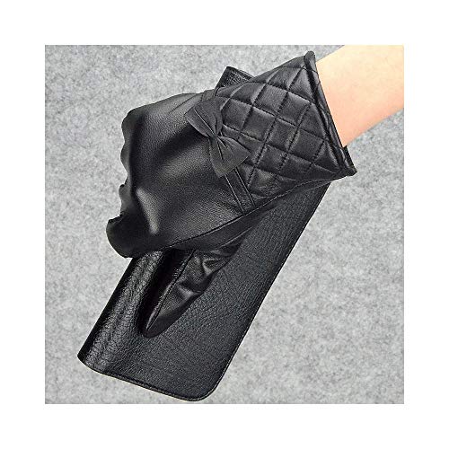 examen Gants en cuir Points d'épaississement Plus Gants d'équitation extérieure Velvet Bow Gants, Gants BBQ, gants de travail, (Color : Thicken, Size : M)