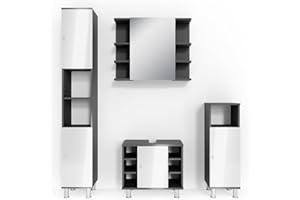 Vicco set mobili bagno Fynn, Antracite/Bianco lucido, 4 parti