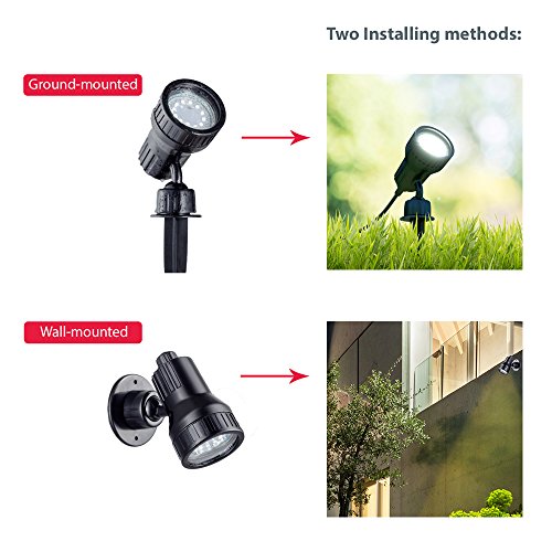 LED Außenleuchte, Außenstrahler, Außenleuchte, Außenlampe, Terrassen Beleuchtung, Gartenleuchte, Gartenlampe, Gartenspieß, Erdspieß, Außenbeleuchtung, warmweiß, schwenkbar, schwarz, B x H 10 x 19,5 cm - 2