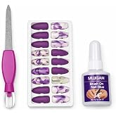Profesyonel Takma Tırnak Kit Yapıştırıcılı Press On Nail Set Kolay Tak &Ccedil;ıkar Dayanıklı Manik&uuml;r Aksesuarı,Tam Set Takma Tırnak