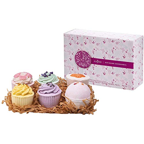 Anjou Bombe da Bagno Set Regalo di 6 pezzi con Olio Essenziale, Bombe di Sapone Fatte a Mano per Spa Idratare Pelle Secca Rilassarsi, Set Regalo Natale Anniversario Matrimonio o Mamma