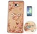 Produktbild ISENPENK Samsung Galaxy A7(2015)/A700F Ring Hülle,Ultra Slim Soft TPU Silikon Pattern Transparent Schutzhülle,3D Bling Glitzer Strass Durchsichtig Weichem Silicone Thin Handy Hülle,Butterfly Blume Kristall Diamant Glänzend Stoßdämpfend Spiegel Schutz Crystal Case Tasche Etui Bumper mit Diamant Ring Halter Ständer Standfunktion Wasserdicht Case für Samsung Galaxy A7(2015)/A700F 5.5 Zoll-[bogen rose gold]+Panzerglas Folie/ Display foile/ Schutzfolie
