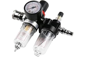 MOCNT 1/4" Air Filter Regulator Air Compressor Moisture Trap Kit Oil Water Lubricator Separator Pressure Reducer Pneumatic Components Processor Quick Connector