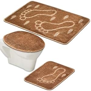 BADGARNITUR 3-TEILIG BADMATTE, BAD SET, BADTEPPICH, BADVORLEGER FÜSSE