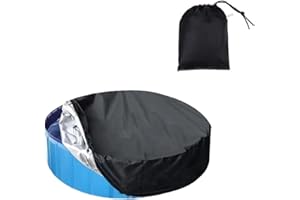 ELIPHONTOWNE Outdoor Swimming Pool Cover - 4 FT Foldable UV Resistant Round Paddling Pool Cover, Hot Tubs Cover, Garden Plastic Inflatable Tubs Lid for Dog Pool - 122 * 30CM