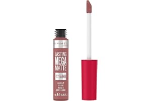 Rimmel London Rossetto Liquido Lasting Mega Matte, Rossetto Liquido a Lunga Durata per Labbra Morbide con Finish Mega Matte, Formula Vegana con Squalane e Olio di Cocco - 110 Blush, 7.4ml