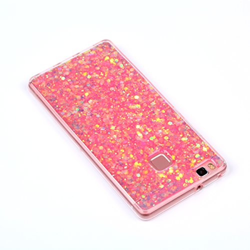 Huawei P9 Lite Hülle,Silikon Schutzhülle für Huawei P9 Lite,Huawei P9 Lite Bling Hülle,Ukayfe Luxus Schön Shiny Glänzend Glitzer Weiche TPU Abdeckung Crystal Silikon Tasche Schutzhülle Shinning Strass Rückseite Hülle Etui Cover für Huawei P9 Lite (Rosa) - 4