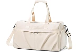 HYC00 Sport Duffel Bag Damen Sporttasche mit Schuhfach Reisetasche Damen Weekender Travel Bag Handgepäck Tasche für Flugzeug Fitnesstasche Schwimmtasche Trainingstasche Übernachtungstasche,Beige