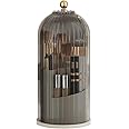 Chrrapte Organizer per pennelli da trucco, 360 pennelli girevoli, organizer, trasparente, antipolvere, con coperchio per tavo