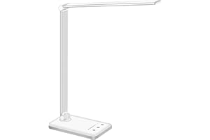 TOVARIN Lampara escritorio Flexo Led Escritorio de 5 modos de Luz Led 10 niveles de brillo,Lampara escritorio led con Función de memoria regulable Flexo Escritorio con USB Flexo Escritorio (BLANCO)
