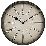 HITO™ 30cm Silent Nicht-tickende Metallrahmen Wanduhr w / Bunte Numrals und Frontglas-Abdeckung (Retro-rom)