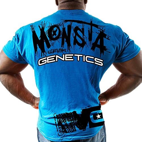 Monsta Clothing Co Genetics Ultra Soft Mens Bodybuilding T Shirt (Medium, Blue)