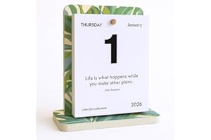 Q&BGRAFICHE Motivational Desk Calendar 2026 | Tear-Off Sheets with Philosophical Quotes | Mounted Forex Base | Monthly Planner & Gift Idea | Q&B Grafiche® (Leaf)