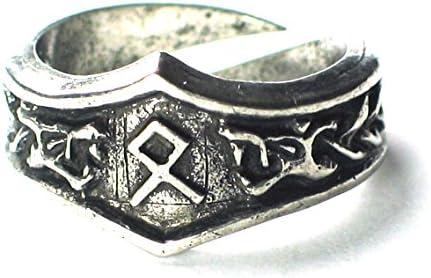 OTHILA Viking Dragon Head Rune Ring, Inheritance, Letter 'O'. Adjustable