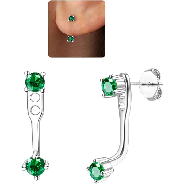 Yumilok Orecchini a perno in argento Sterling 925, con doppie sfere di cristallo, ipoallergenici, per donna o ragazza