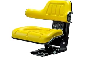 KLARA SEATS Schleppersitz Traktorsitz Universalsitz Trecker Sitz Oldtimer gefedert KS 44/2V PVC Gelb kompatibel mit John Deere neigungsverstellbar mit Stossdämpfer und Zugfedern