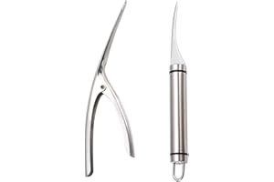 JIEOU Garnelenschäler, Garnelenschäler, Garnelenschnur, Werkzeug zum einfachen Entfernen von Fischschuppen, Garnelenschalen, Federn für Küchenutensilien, 2 Stück