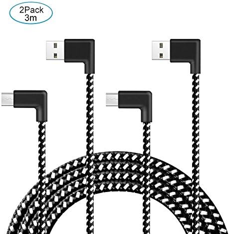 2 Pack USB C Type C Right Angle Charging Cable, TUOYA 90 Degree Plug USB Type C to USB2.0 Reversible Cable Charger Nylon Braided, Fast Charging and Data Transfer Ultra Durable Android Charging Cable for Samsung Galaxy Note 8/ S8/ S8 Plus, LG G5/ G6, Chromebook Pixel, Google Nexus 6P/ 5X, OnePlus 2/ 3/ 5, HTC 10/ U11, Huawei P9/ P10, Nokia 8/ N1 Tablet, Nintendo Switch, Lumia 950/ 950XL and More (3m)
