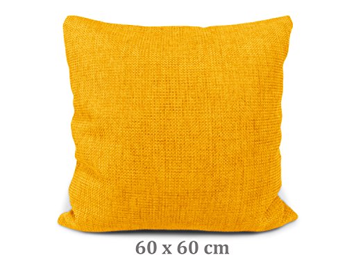 Kissenhüllen in Struktur-Optik – erhältlich in 23 modernen Farben und 3 verschiedenen Größen, 1 Kissenhülle 60 x 60 cm, gelb - 2