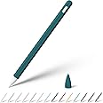 KELIFANG Silicone Case for Apple Pencil Pro 2024 & Apple Pencil 2nd Generation, Protective Skin Sleeve Cover Holder Grip and Tip Cap Accessories Compatible with iPad Pro 11 12.9 13 Inch, Forest Green