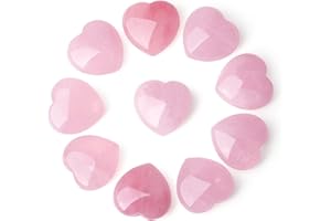 XIANNVXI 10 Pcs Rose Quartz Crystals Heart Natural Rose Quartz Crystals Stones,Polished Reiki Quartz Gemstones,Pink Gifts for Mum,Mummy Gifts