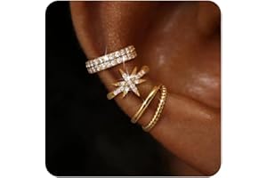 MILACOLATO 3Pcs Ear Cuff No Piercing for Women 14K Gold Ear Cuff Earrings Silver Clip on Hoop Earring Adjustable Cartilage Helix Earring Hypoallergenic Fake Piercings Earrings Stack for Sensitive Ear