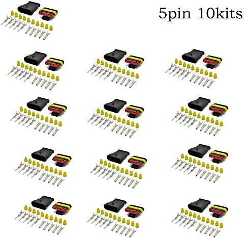 Waterproof Electrical Wire Connector Plug for Motorcycle Scooter Auto Truck Marine MA478 (5PIN 10 PACK)