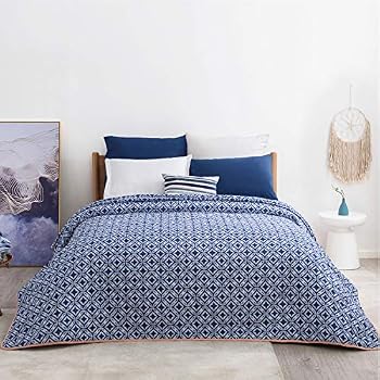 Qucover Tagesdecke Blau 180x220 Cm – Patchwork-Muster, Mit Kissen, Für Bett & Sofa