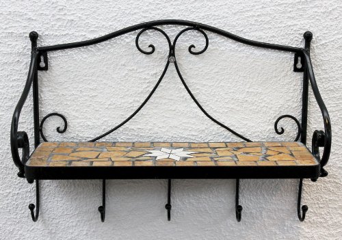 DanDiBo Wandregal Merano Mosaik 050550 aus Metall 41 cm Handtuchhalter Badregal mit Haken - 6