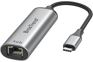 BrosTrend 5Gb USB C to Ethernet Adapter, Aluminum USB 3.2 Type-C to RJ45 Network Adapter Plug & Play for Windows MacOS etc. Compatible with Laptop MacBook, iPad (Thunderbolt 5/4/3) Lifetime Protection